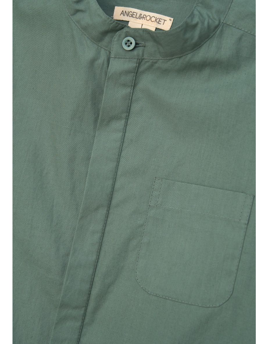 Omar Green Mandrin Collar Smart Shirt - 5