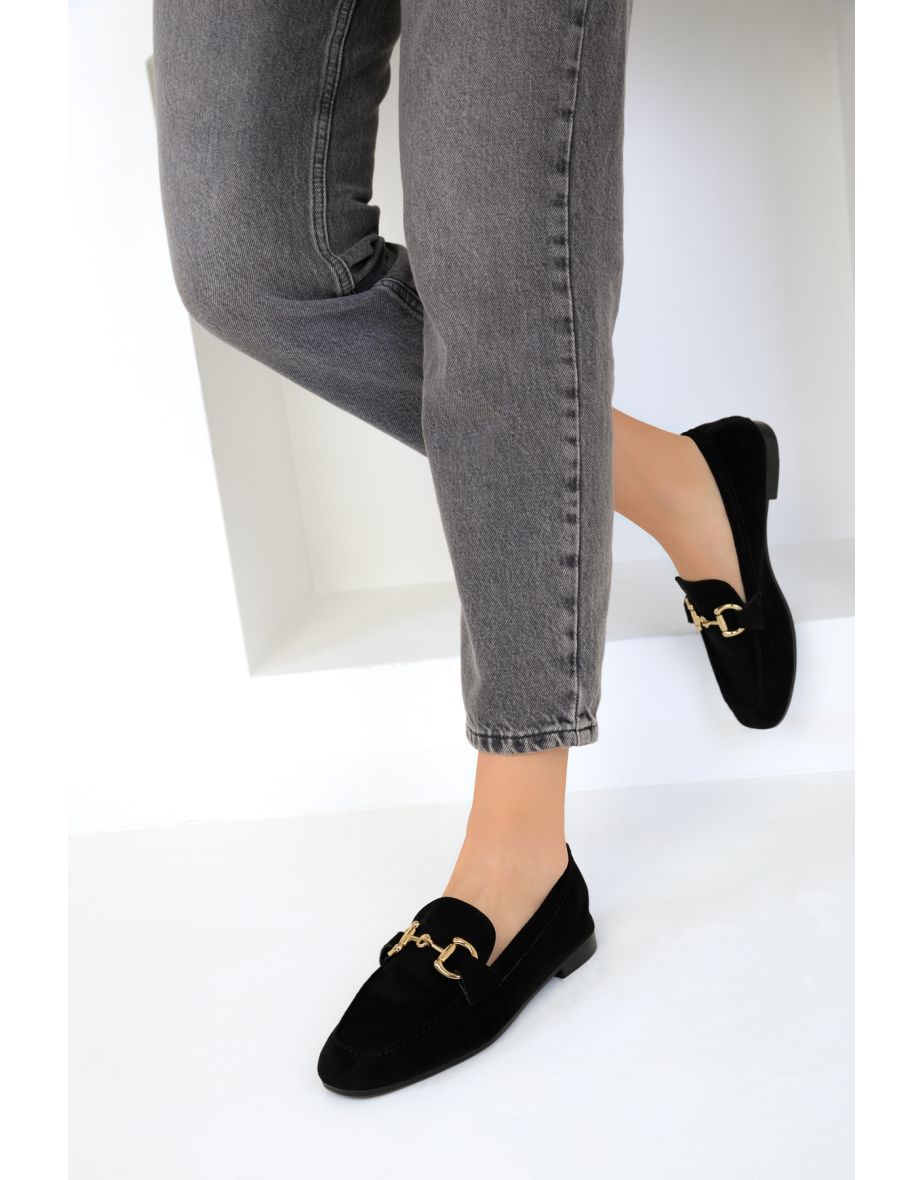 Women's Black Suede Flats