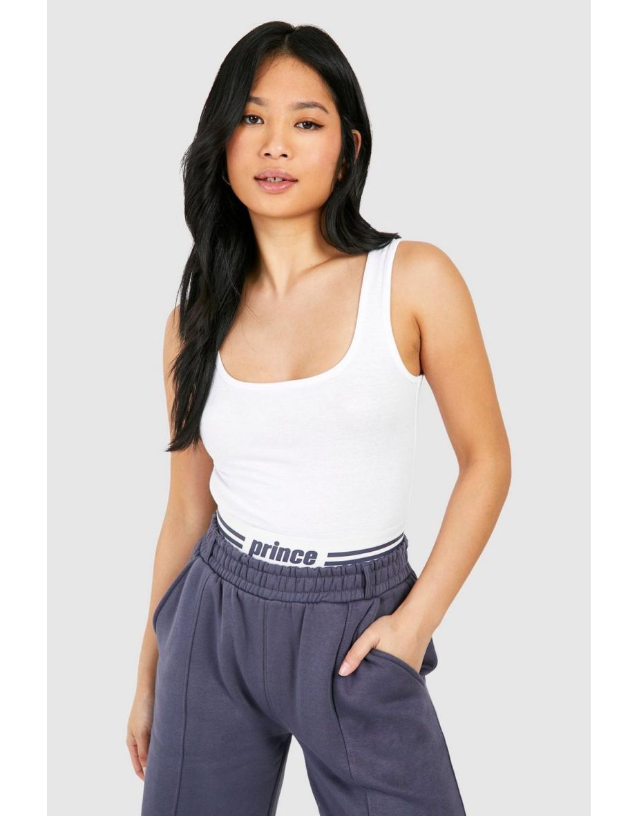 Petite Cotton Scoop Neck Bodysuit - white