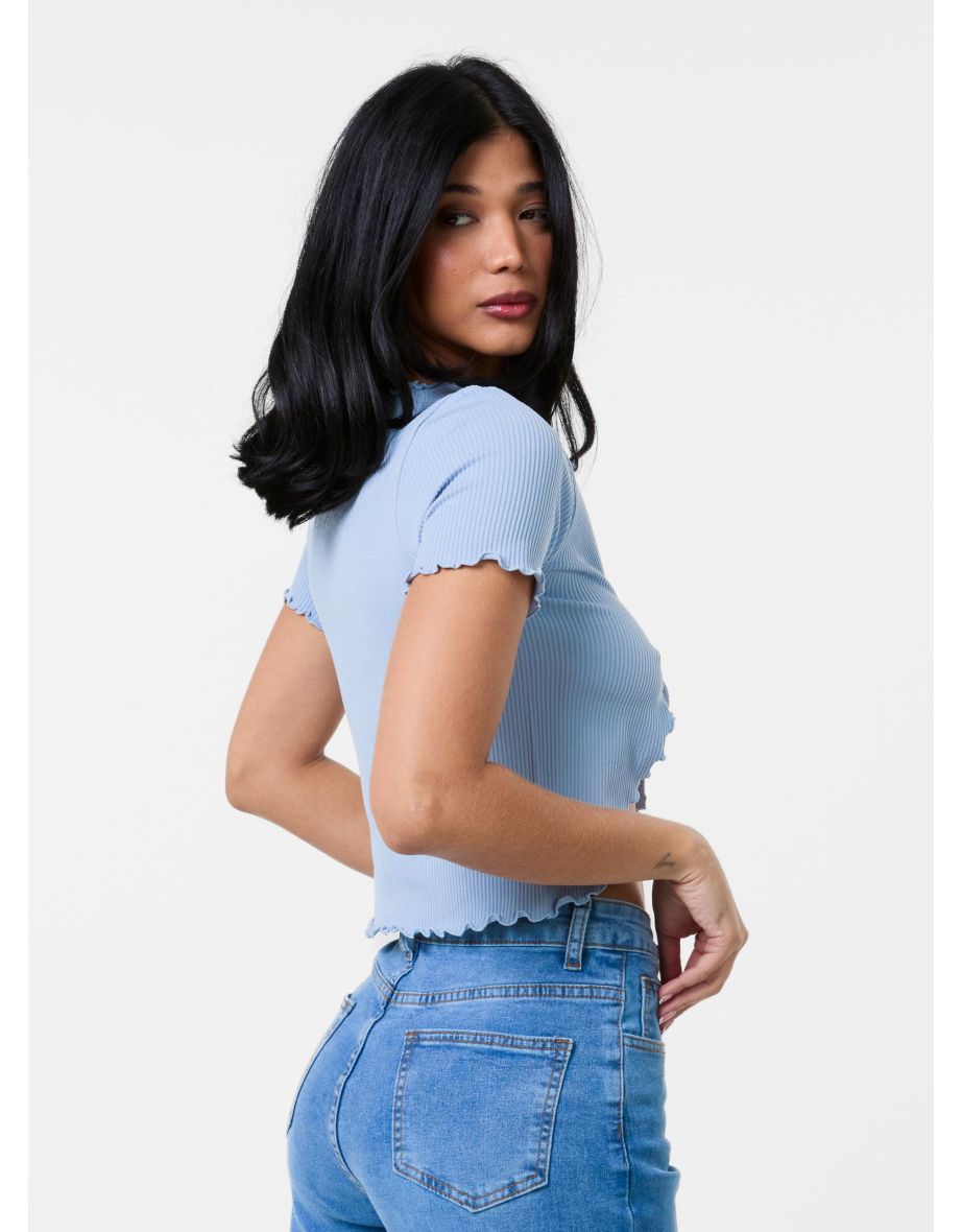 Lettuce Hem Tie Front Top - 3