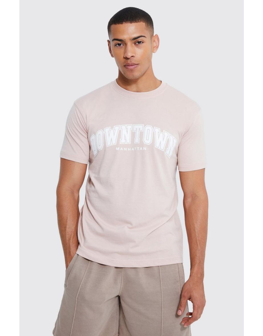 Oversized Downton Varsity Graphic T-shirt - light pink