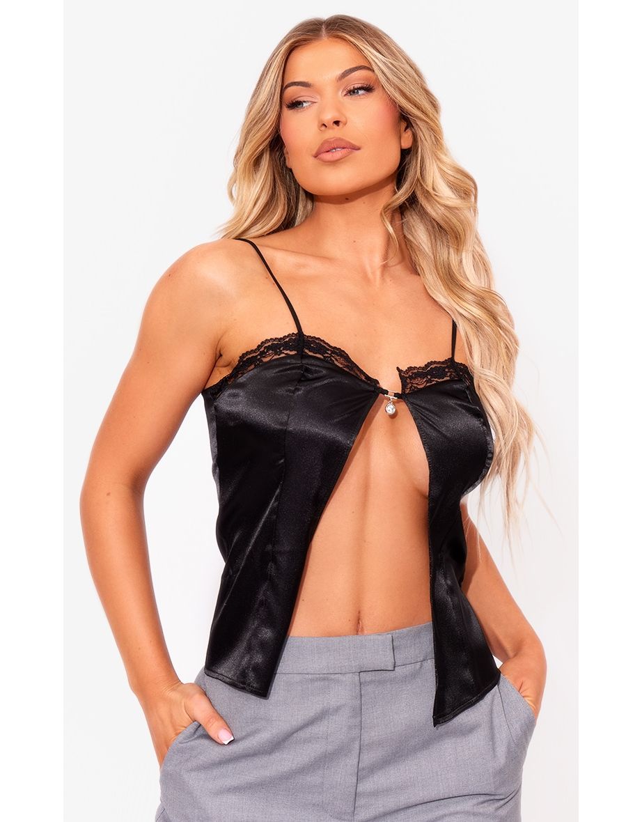 Satin strappy top deals