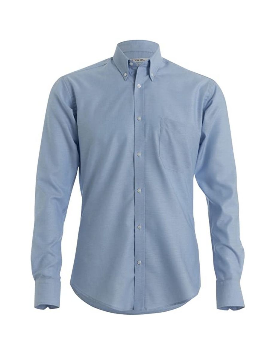 Kustom Kit Mens Oxford Slim Long-Sleeved Shirt - Light Blue