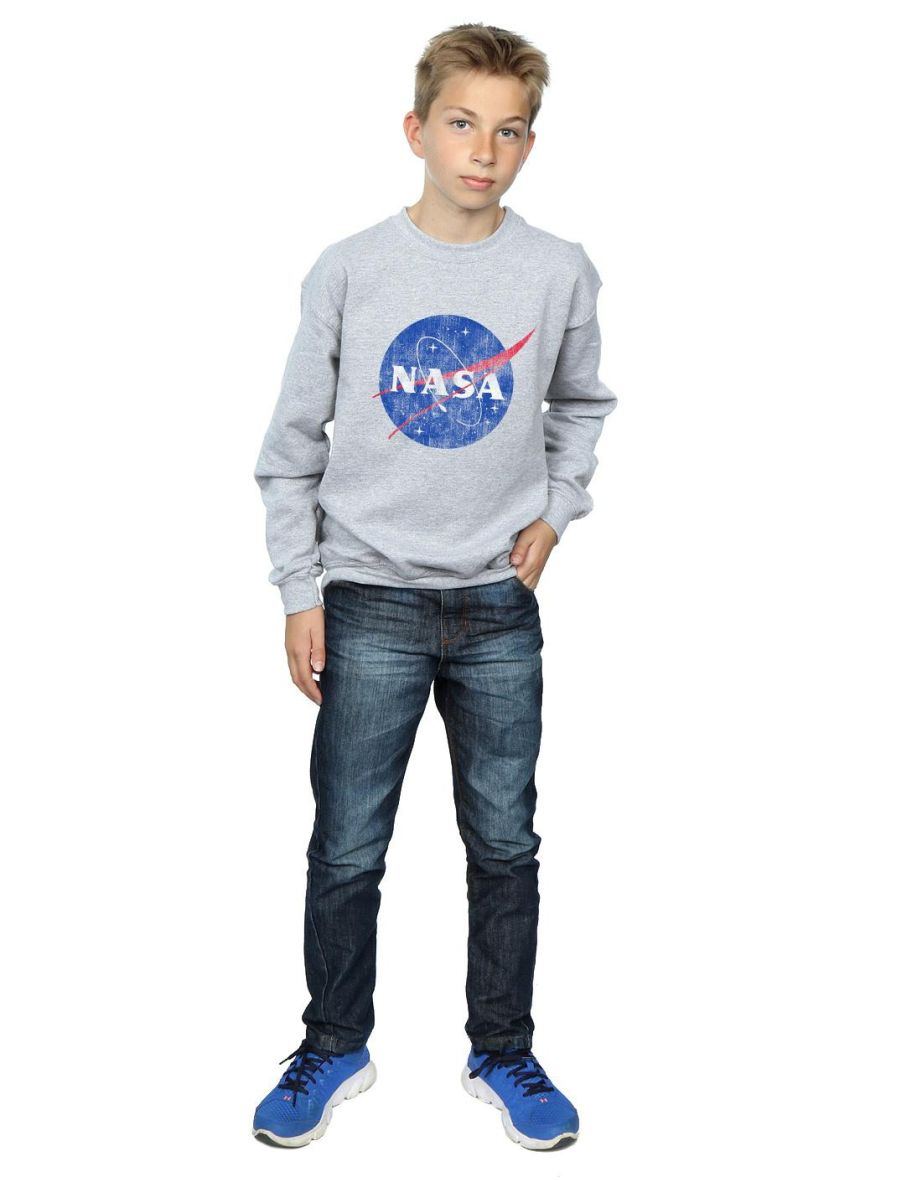 NASA Boys Classic Insignia Logo Distressed Sweatshirt - Sports Grey - 3