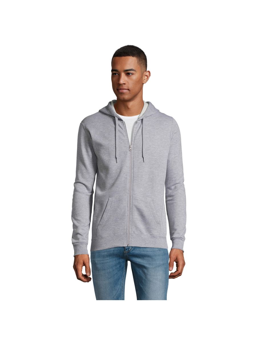 SOLS Mens Stone Zip Up Plain Hoodie - Grey Marl - 3