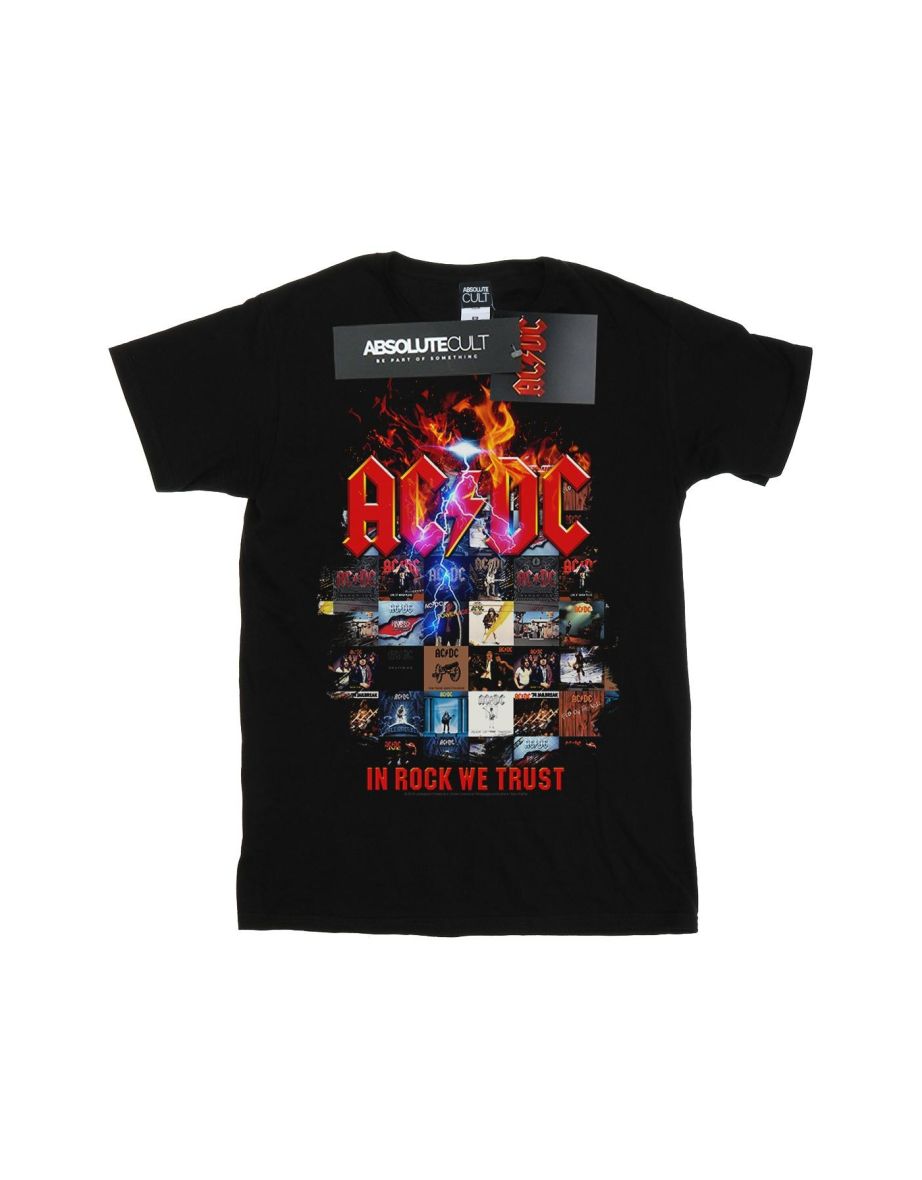 AC/DC Mens In Rock We Trust Album Cover T-Shirt - Black