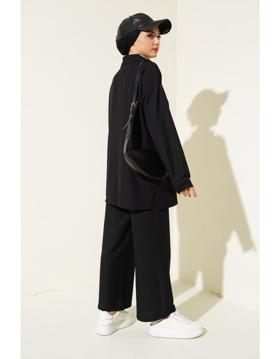 Wide Leg Trousers Tunic Two Piece Set - 3