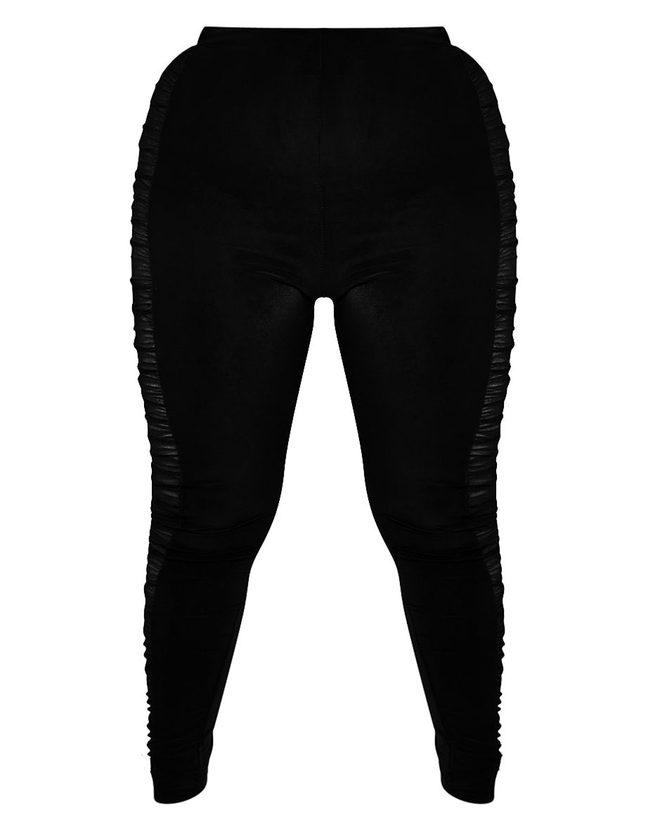 Plus Black Mesh Side Panel Leggings - 4