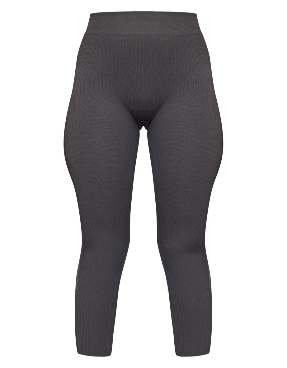 Petite Charcoal Contour Rib Hgih Waisted Leggings - 4