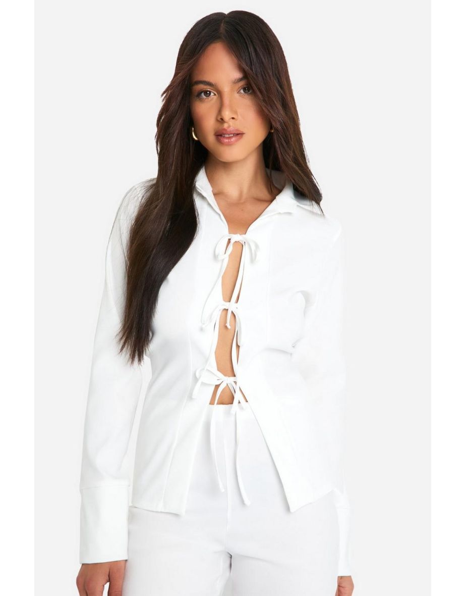 Super Stretch Tie Front Shirt & Side Split Capri Pants - 3