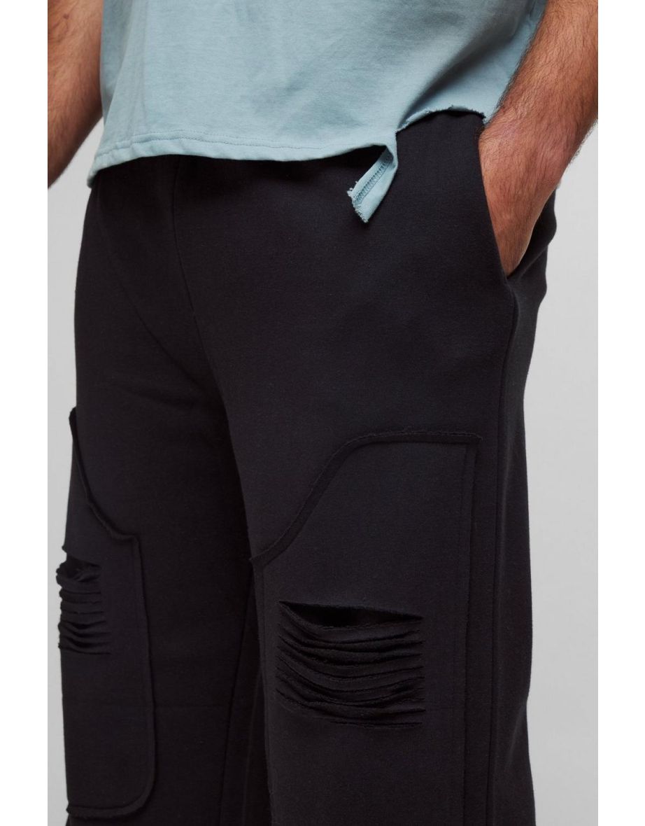 Plus Heavy Weight Relaxed Distressed Carpenter Jogger - black - 2