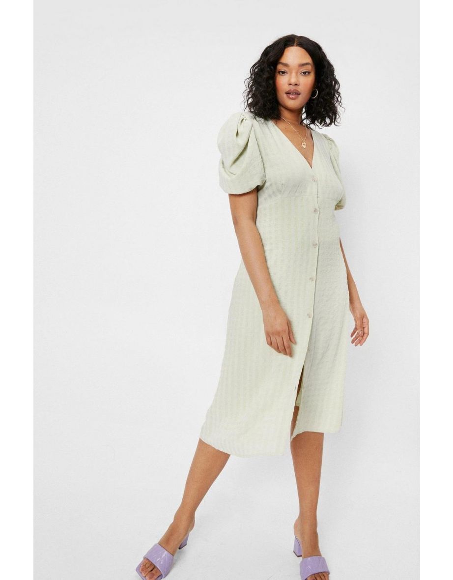 Plus size button 2024 down midi dress