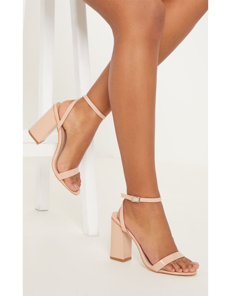 Nude Ankle Strap Block Heel