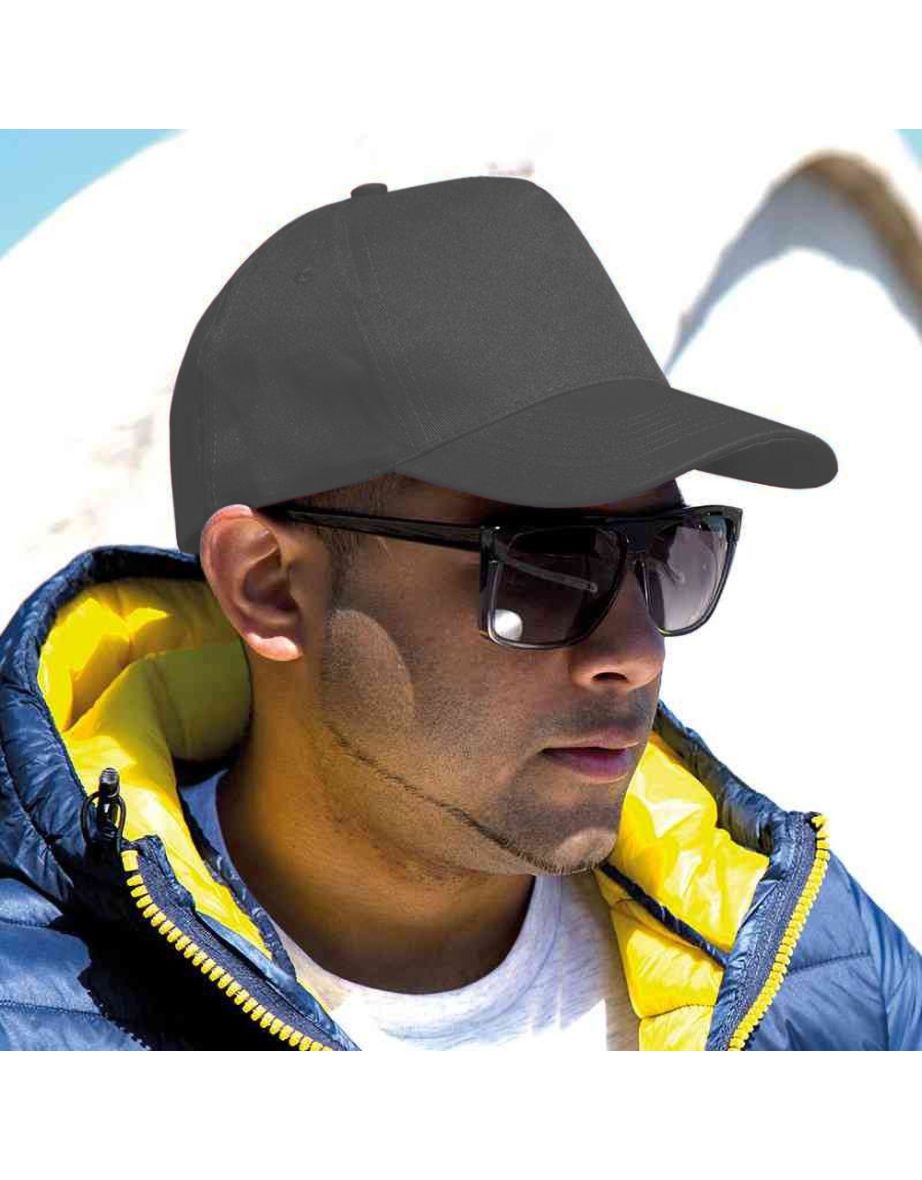 Result Unisex Core Boston 5 Panel Printers Baseball Cap - Black - 1