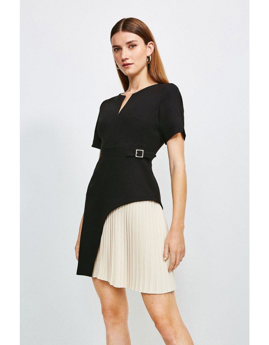 Tailored Military Pleat Short Sleeve Dress