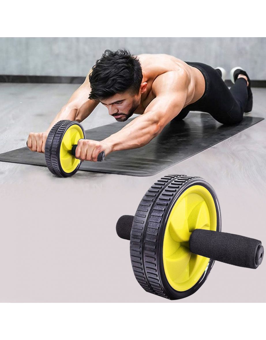 RED DUAL WHEEL ABDOMINAL EXERCISE AB ROLLER