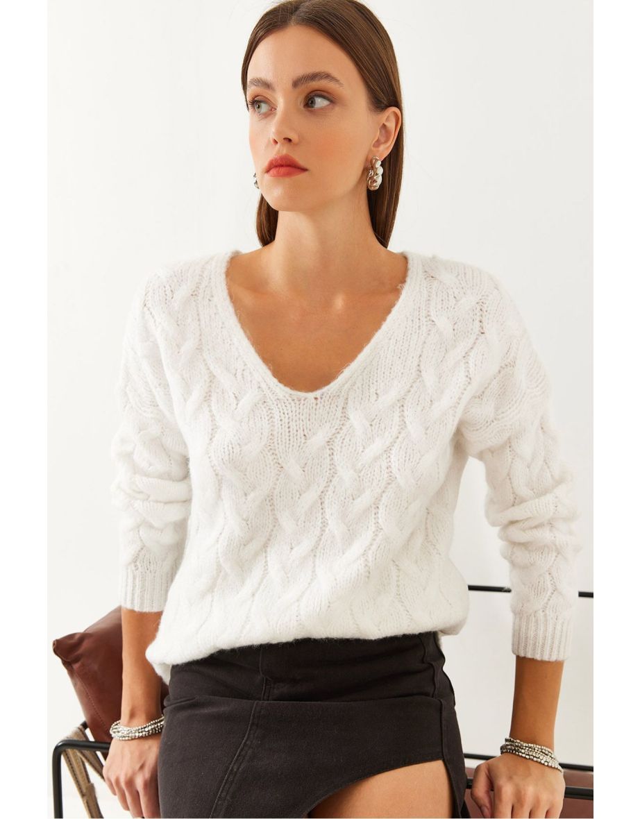 Women's Hair Knitting Patterned Knitted Sweater
