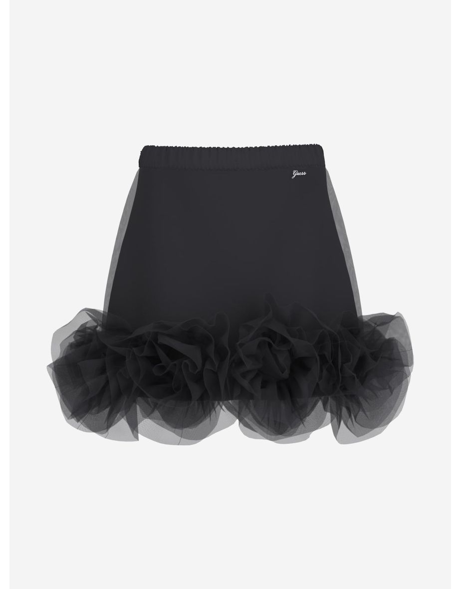 Girls Tulle Midi Skirt in Black