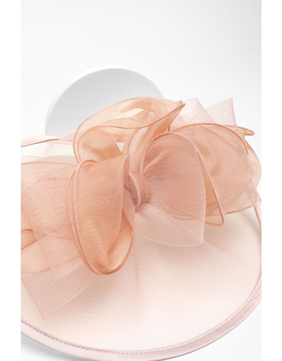 Pale Pink Satin Trim Disk Fascinator - 1