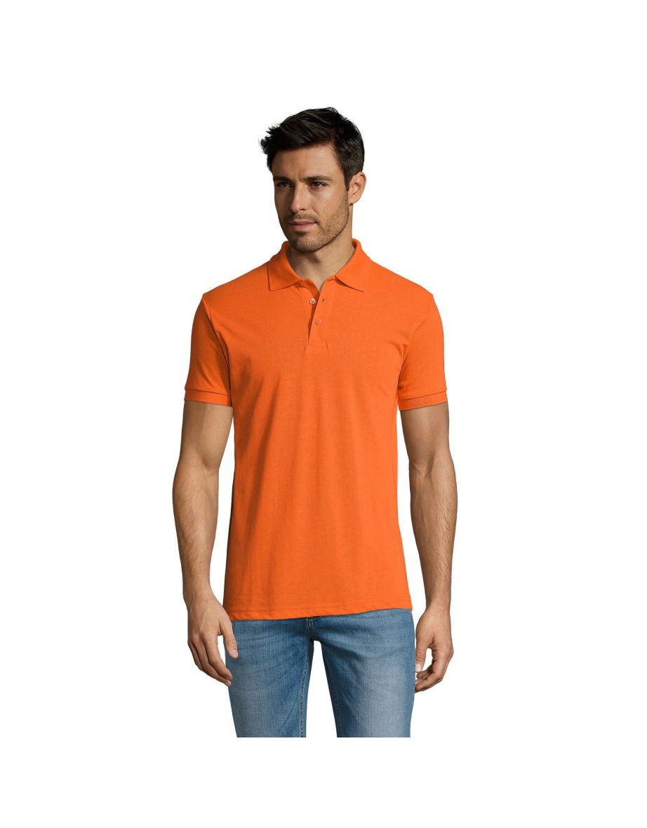 SOLs Mens Prime Pique Plain Short Sleeve Polo Shirt - Orange - 3