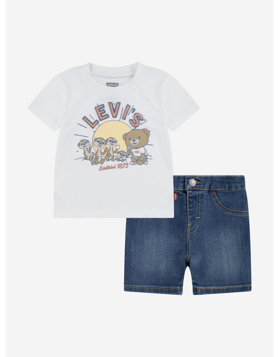 Baby Boys Levi and Friends Denim Set in White