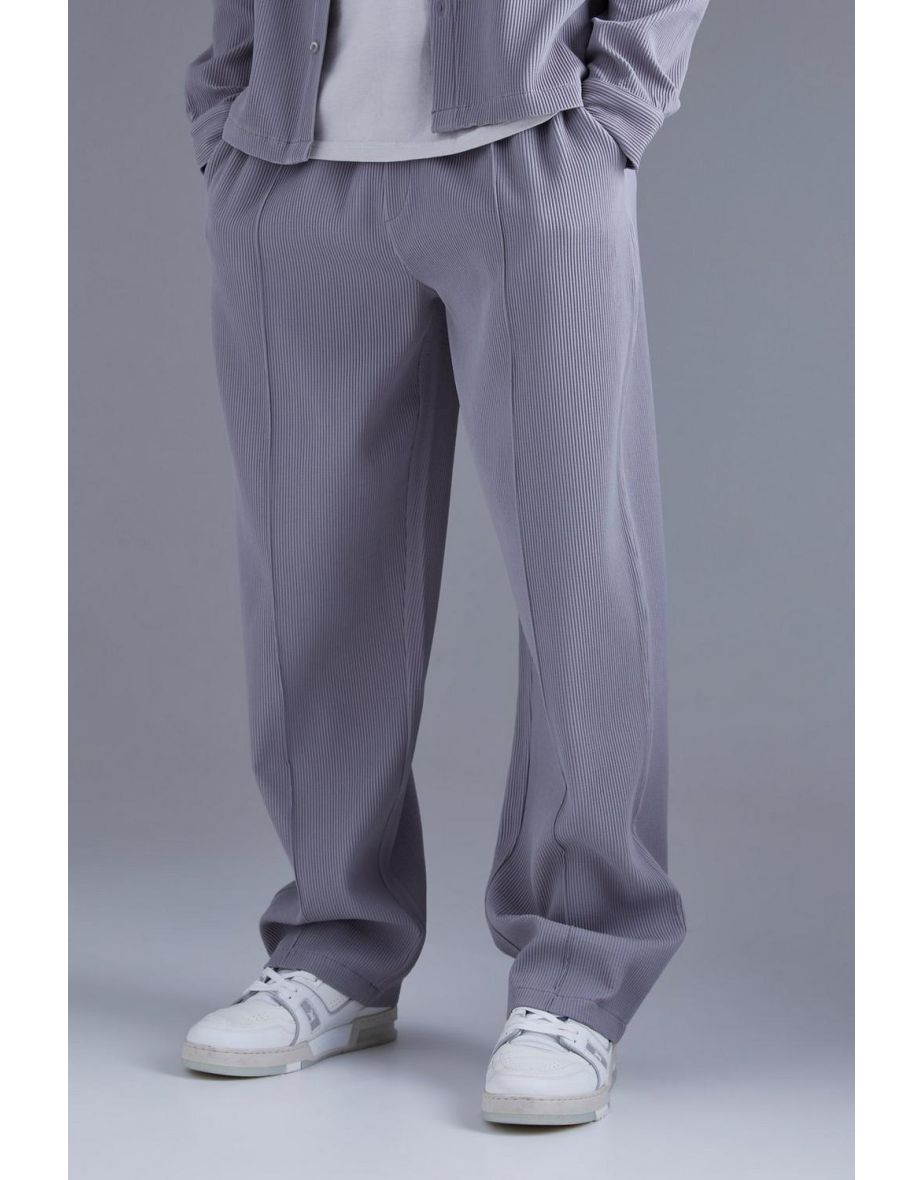 Elastic Waist Relaxed Fit Pleated Trouser - charcoal