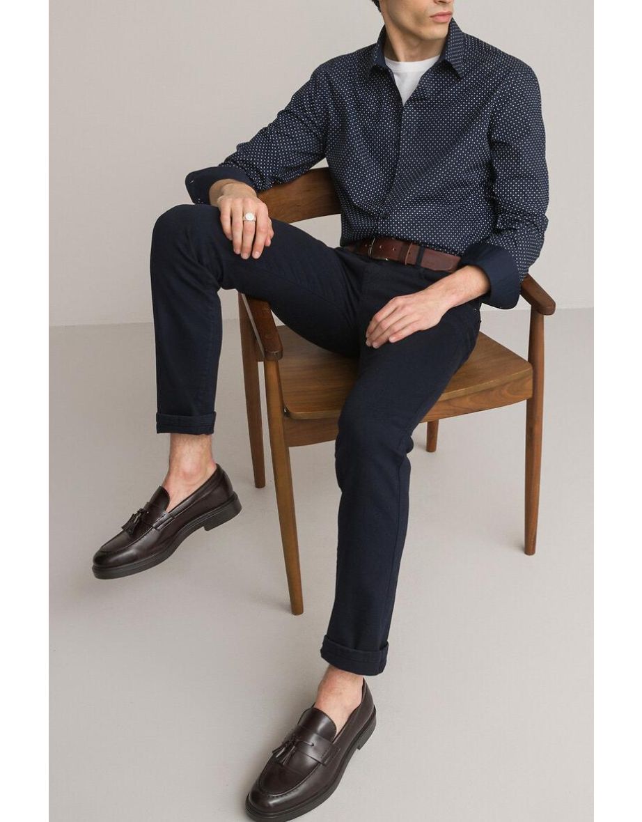Cotton Slim Fit Shirt with Long Sleeves
