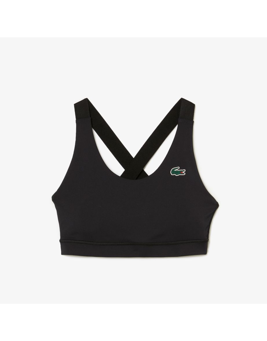 Women's Lacoste Sport Cross Strap Sports Bra in Black