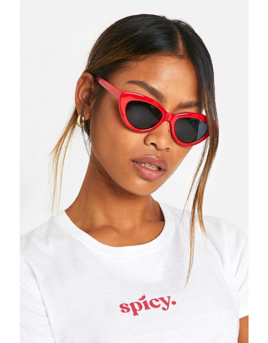 Cat Eye Red Frame Sunglasses - red