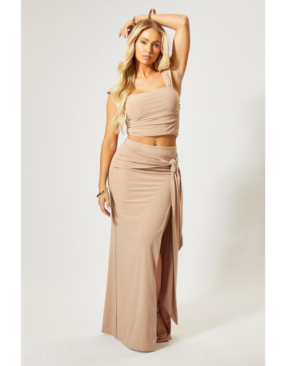Bardot Drape Front Maxi Skirt Co-ord