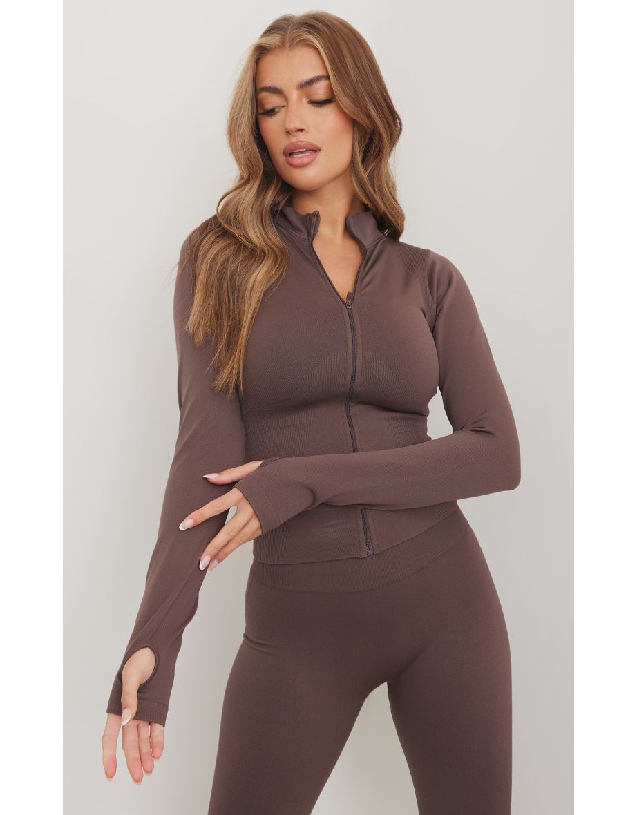 Recycled Chocolate Basic Seamless Jacket