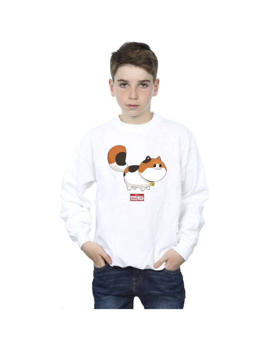 Disney Boys Big Hero 6 Baymax Kitten Pose Sweatshirt - White