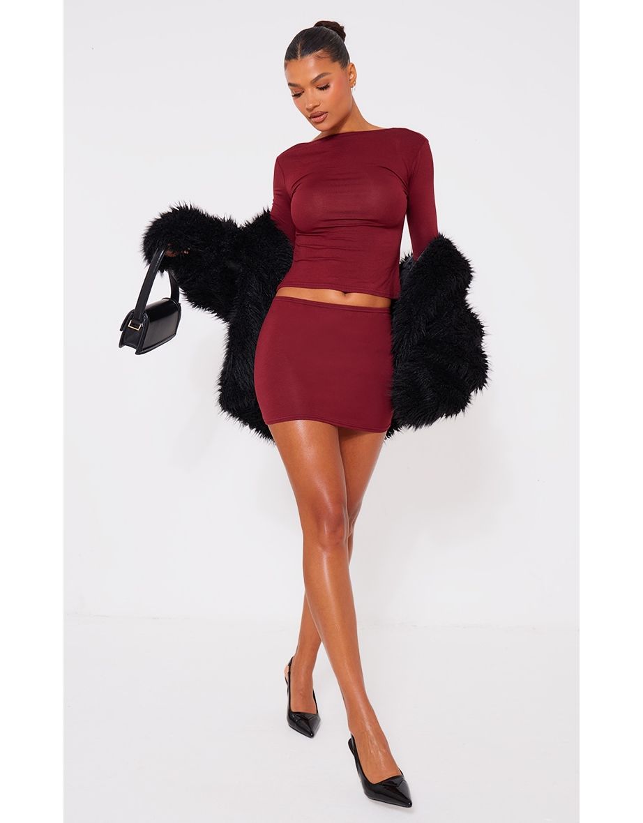 Shop Cherry Red Jersey Low Waist Micro Mini Skirt Online in Bahrain VogaCloset