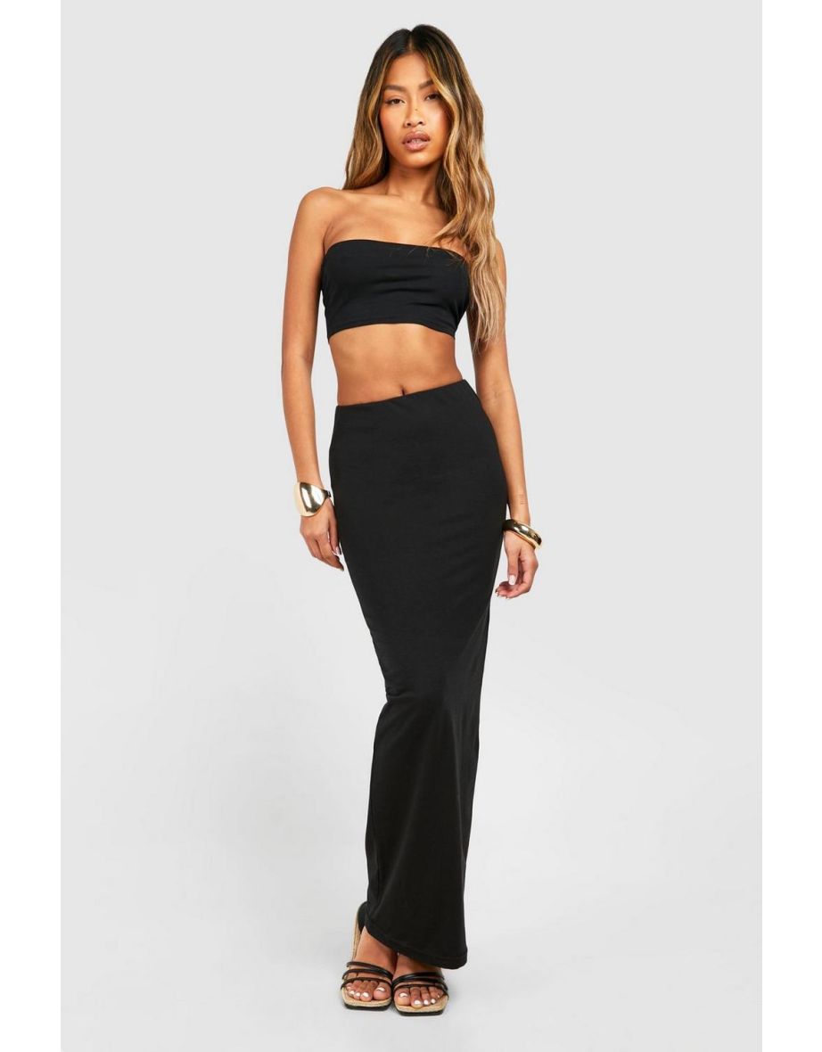 Cotton Jersey Maxi Skirt - black