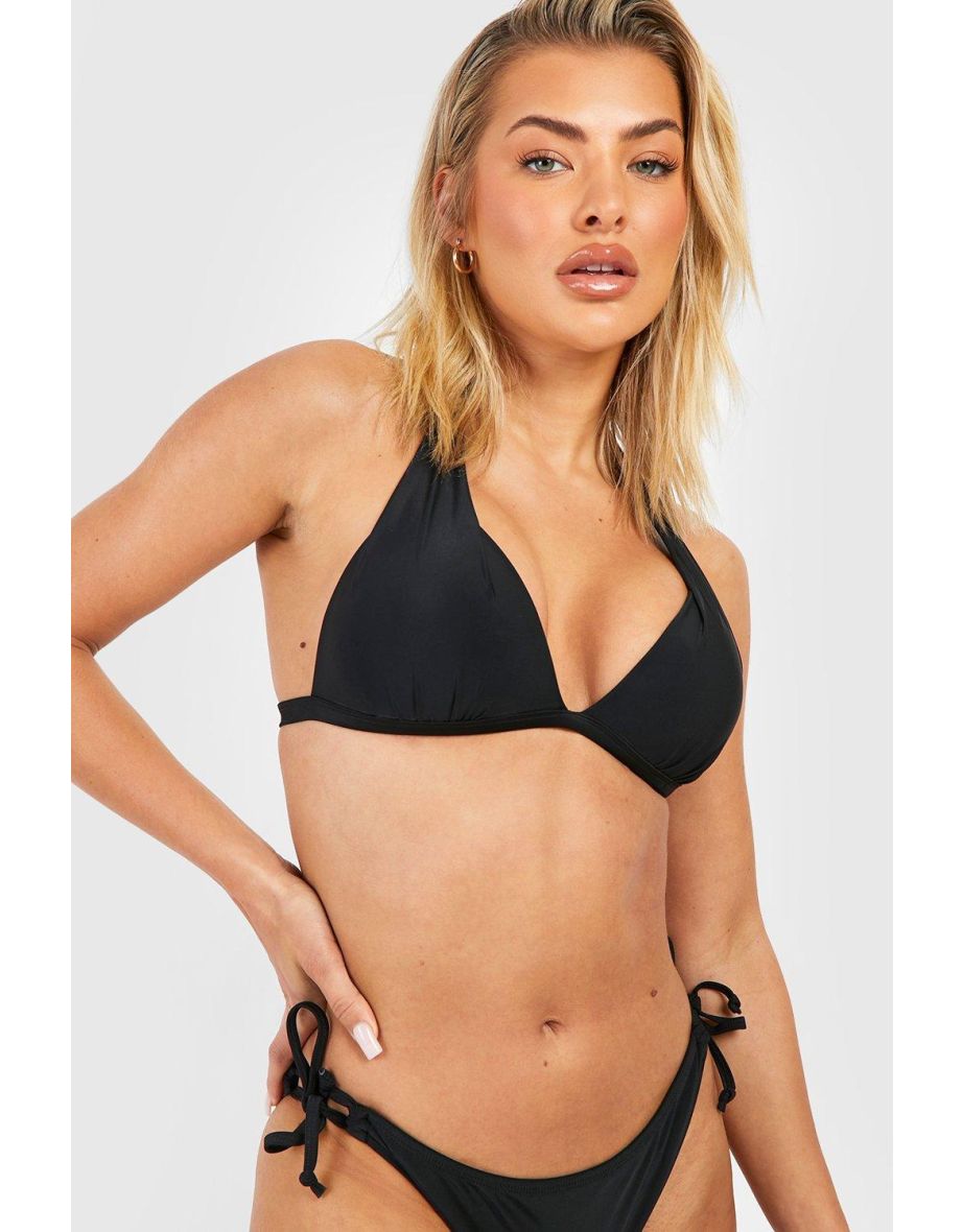 Moulded Push Up Triangle Bikini Set - black - 1