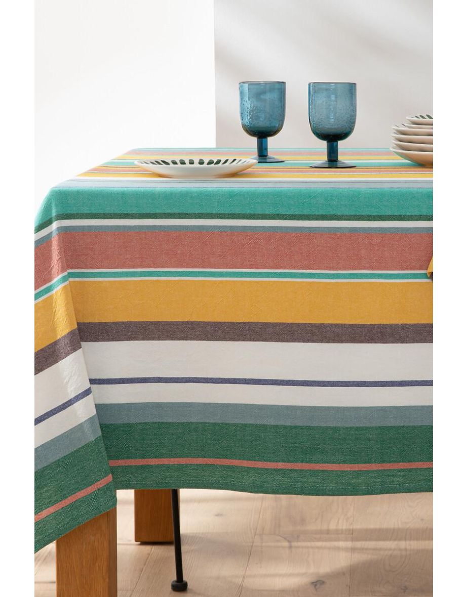 Antika Striped Organic Cotton Tablecloth