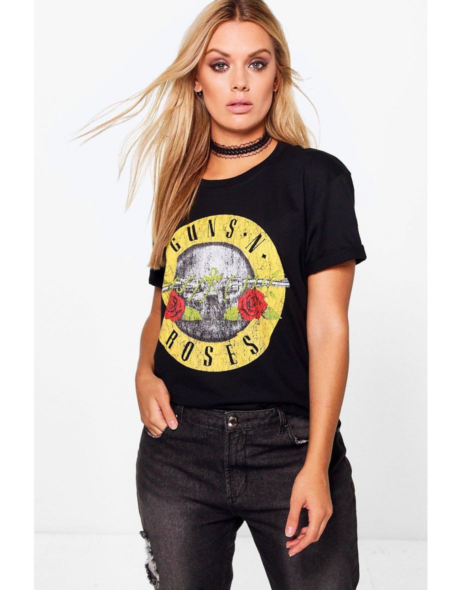 Plus Amelia Guns N Roses Slogan T-Shirt - BLACK