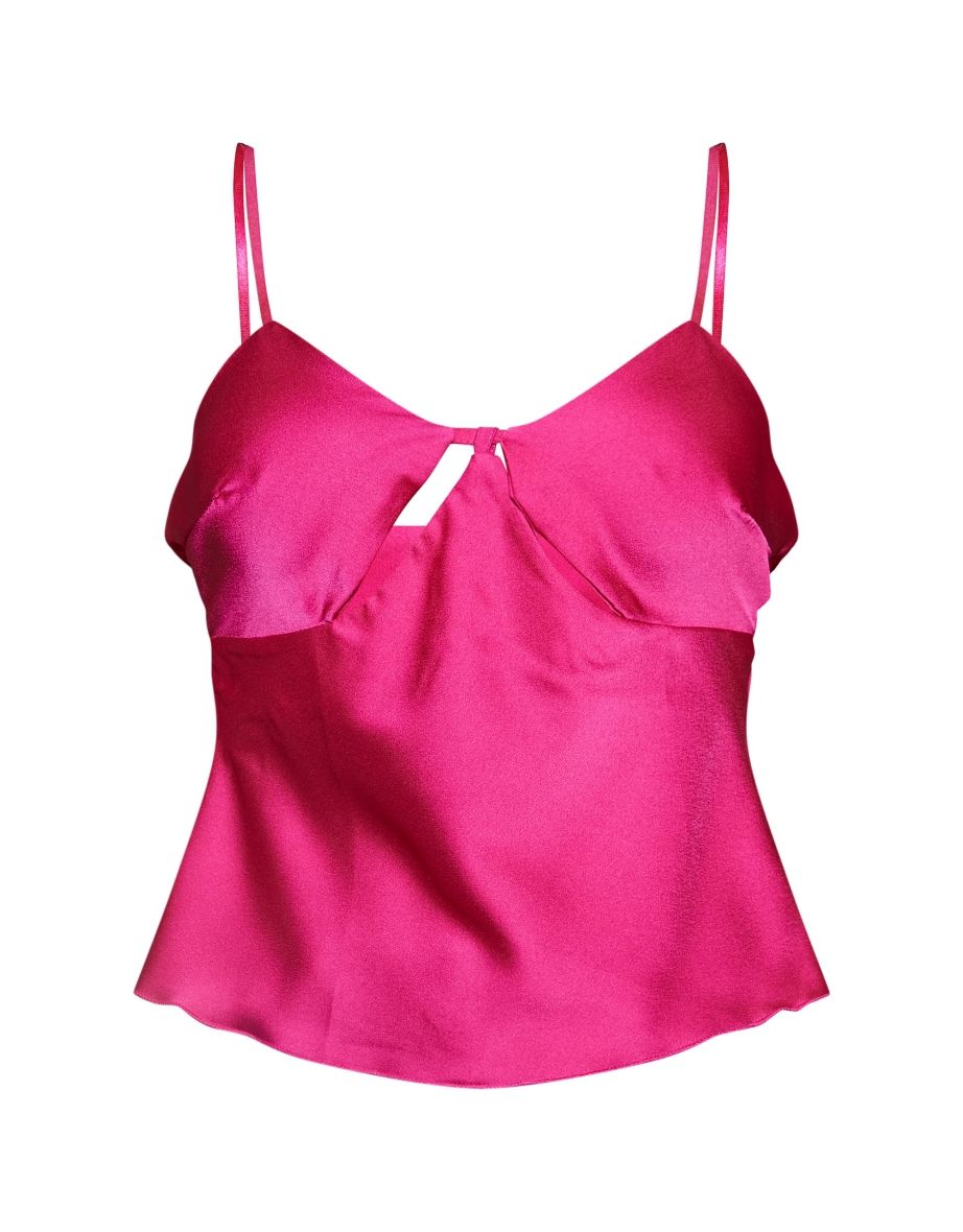 Hot Pink Satin Cut Out Underbust Cami Top - 4
