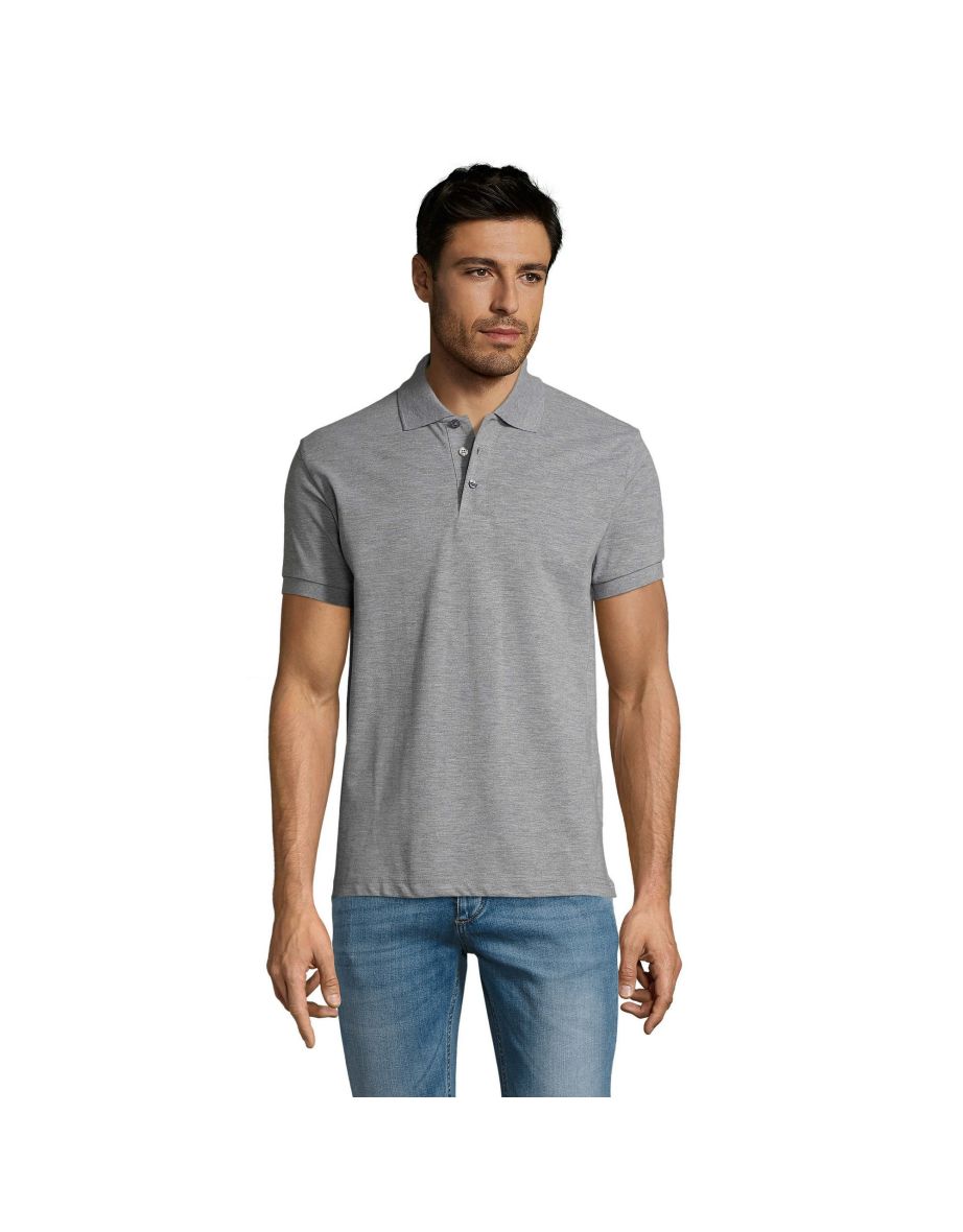 SOLs Mens Prime Pique Plain Short Sleeve Polo Shirt - Grey Marl - 3