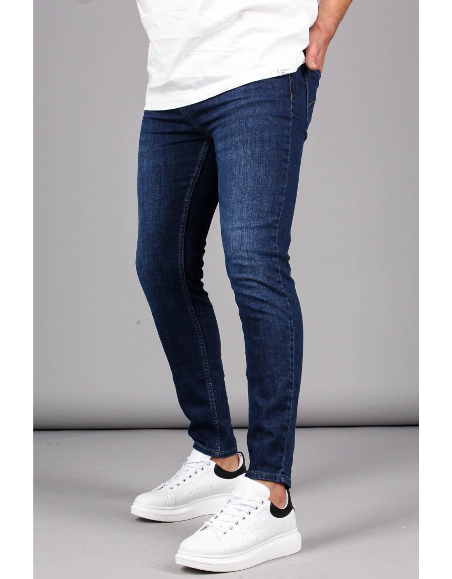 Blue Washed Skinny Fit Men's Jeans - 2