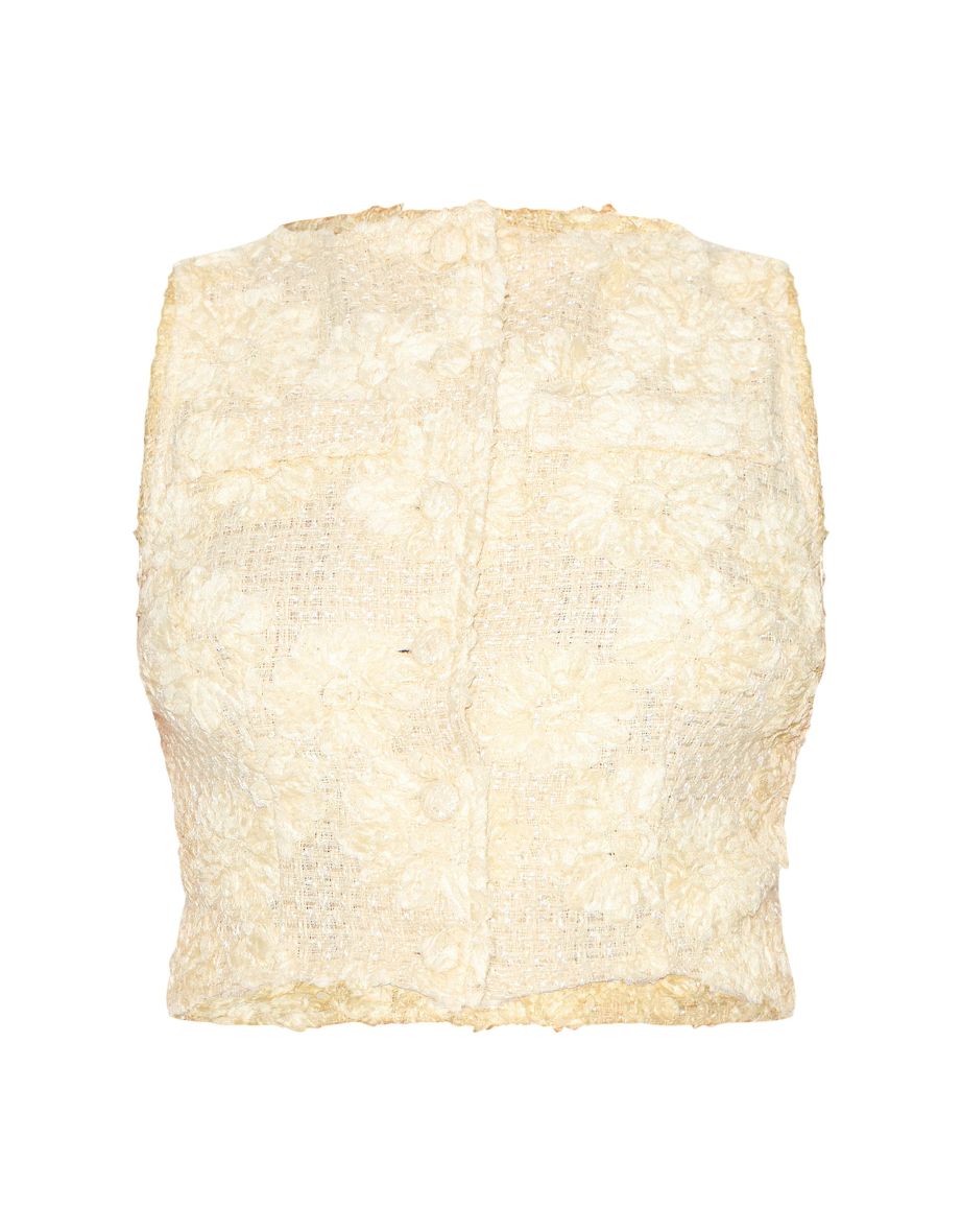 Plus Lemon Floral Boucle Button Up Waistcoat - 4