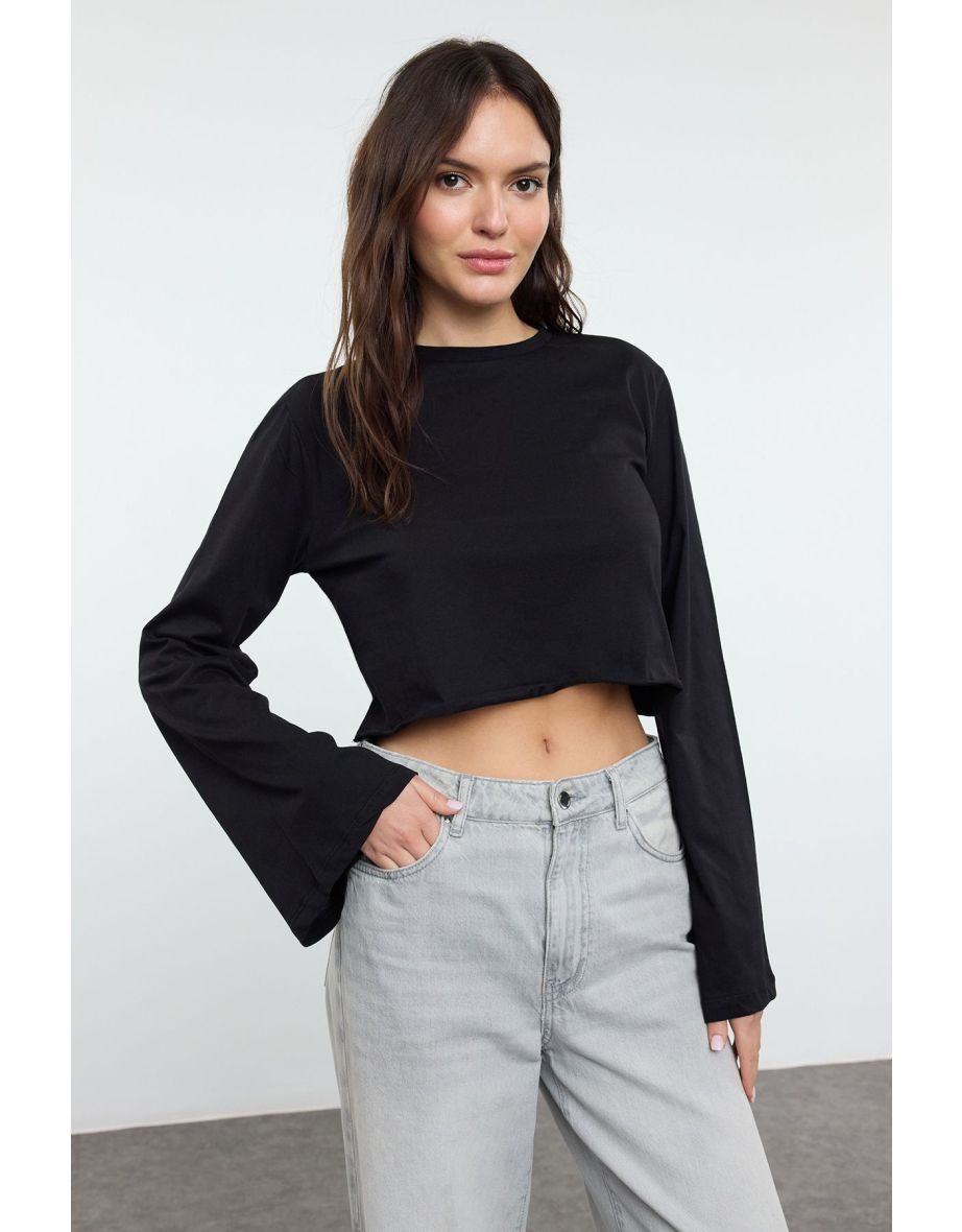 Black-White 2-Pack 100% Cotton Spanish Sleeve Knitted T-Shirt T