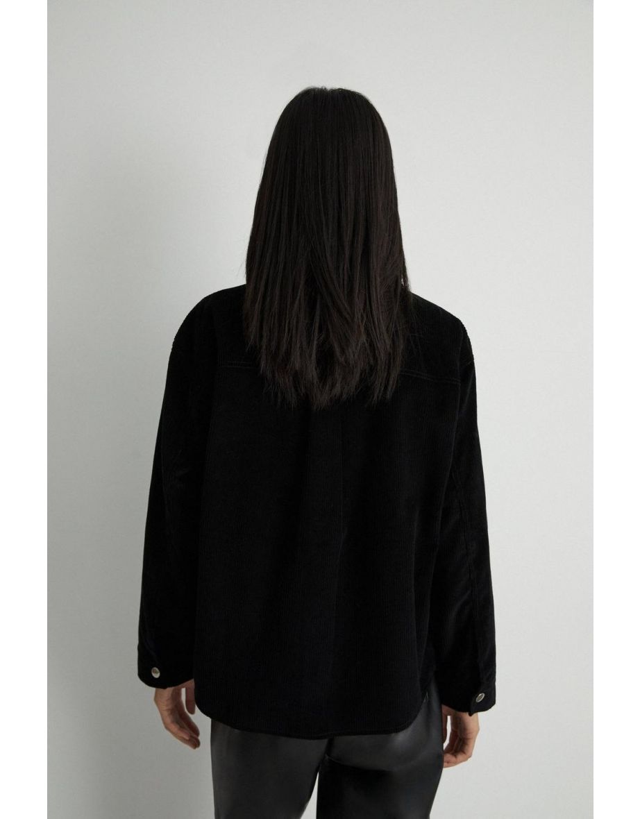 Cord Oversized Pocket Front Shacket - 2