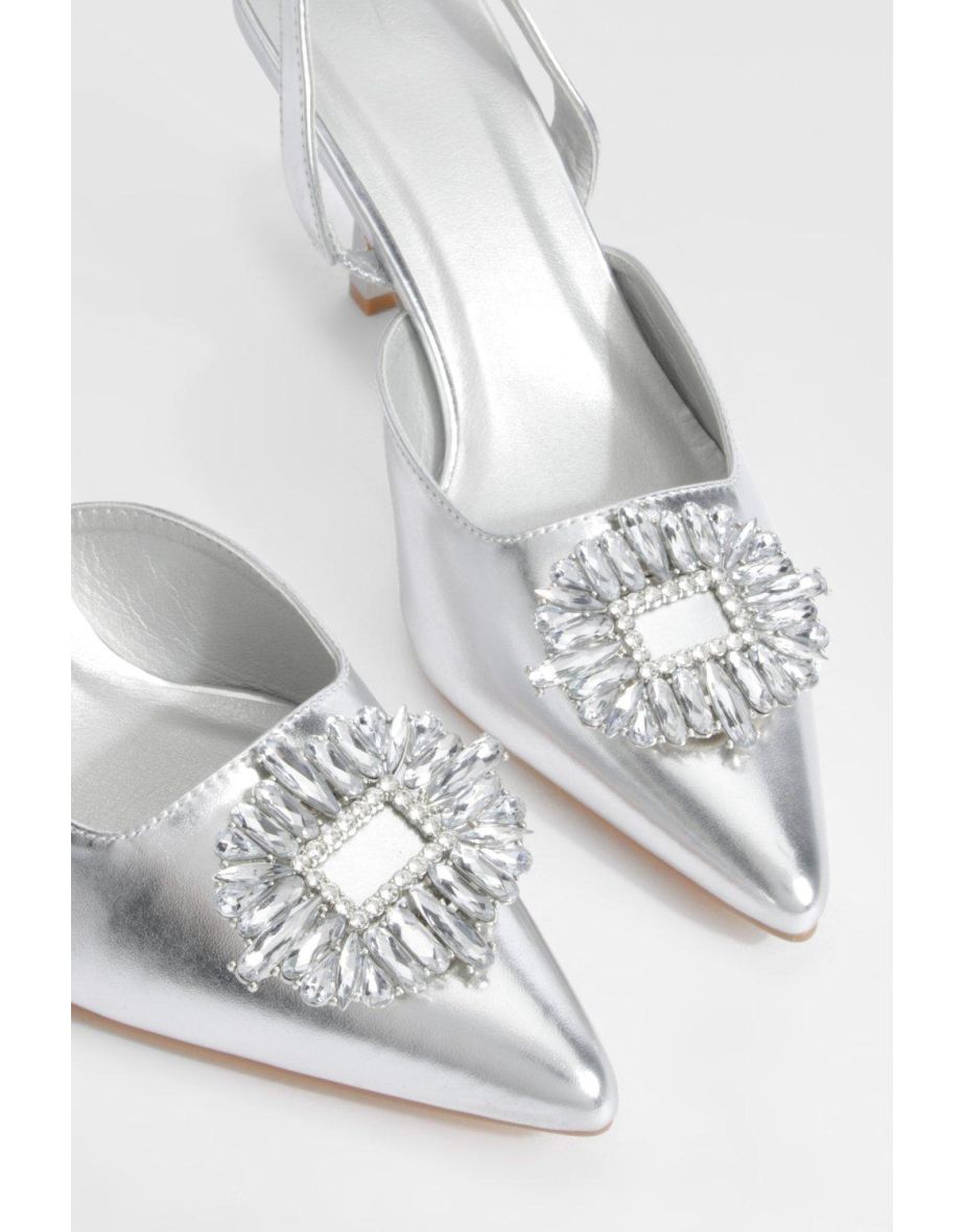 Embellished Court Shoes - silver - 3
