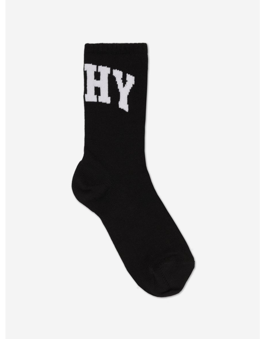 Boys Jacquard Logo Socks in Black
