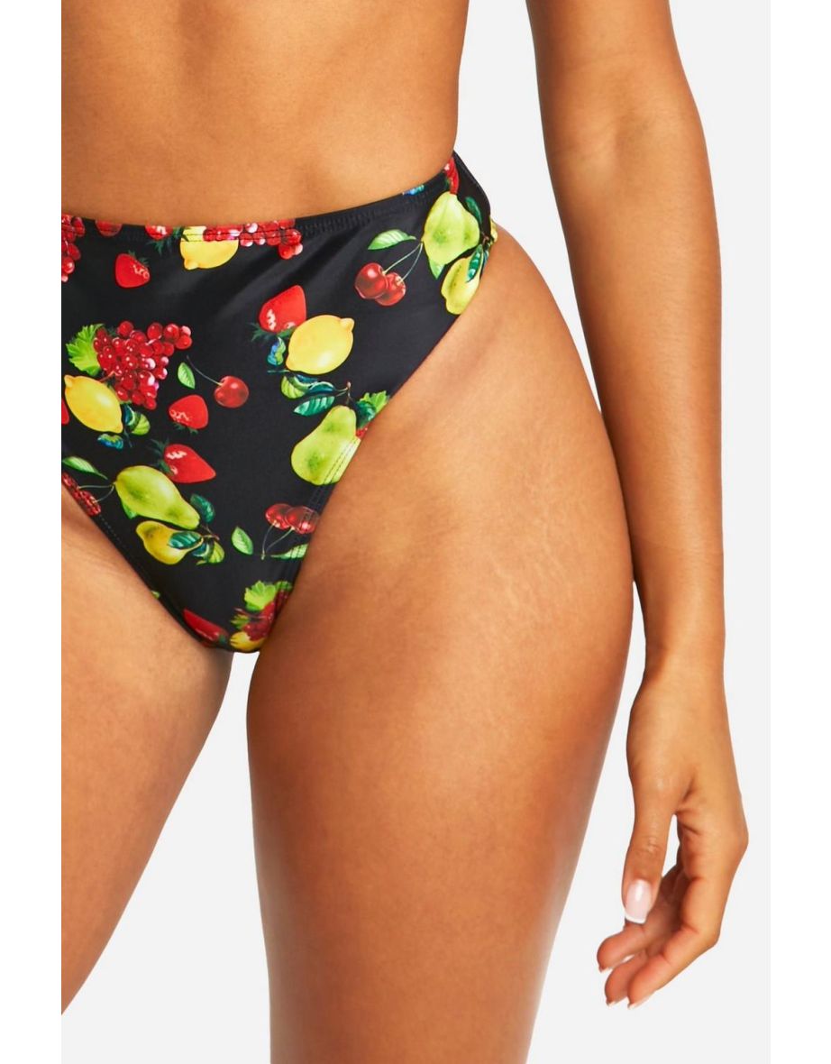 Fruit Print Hipster Bikini Brief - black - 3