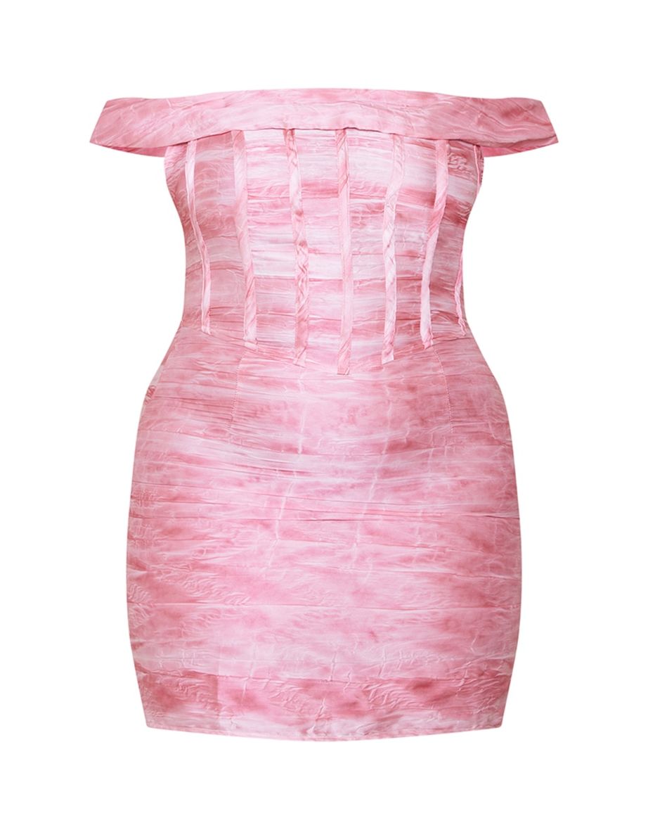 Plus Pink Bardot Bodycon Dress - 4
