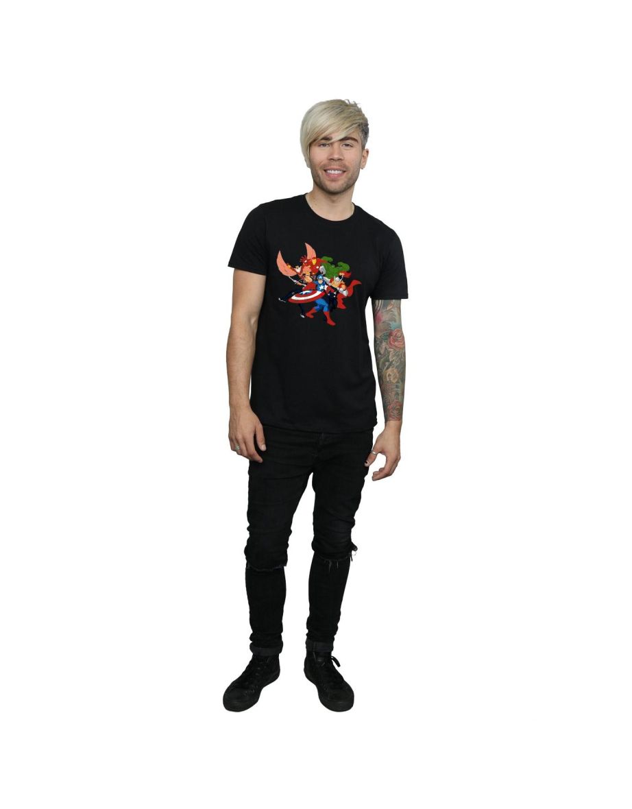 Marvel Mens Avengers Assemble Comic Team T-Shirt - Black - 3