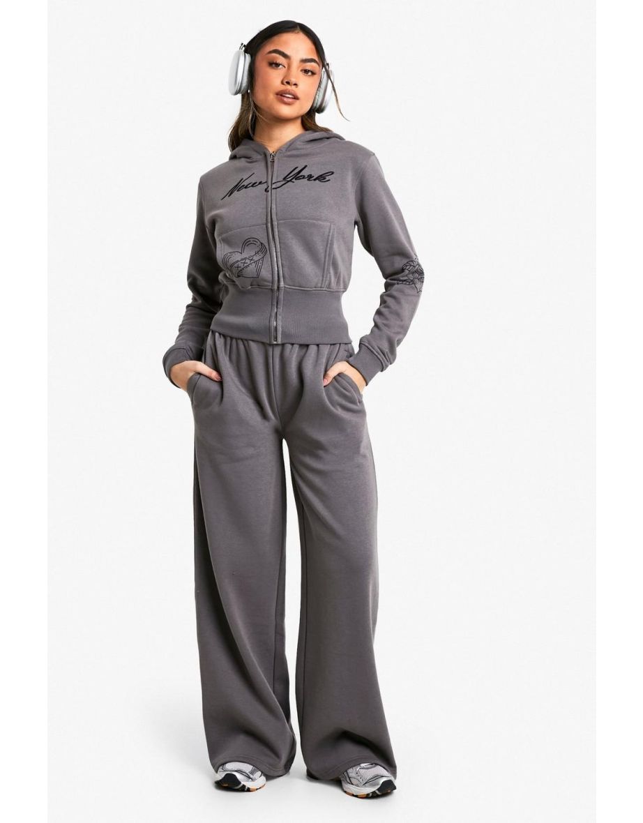 New York Tattoo Print Zip Through Shrunken Tracksuit