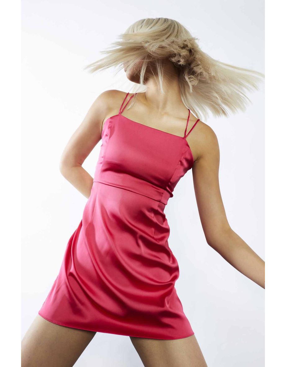 Glamorous Studio Hot Pink Strappy Tie Back Mini Dress